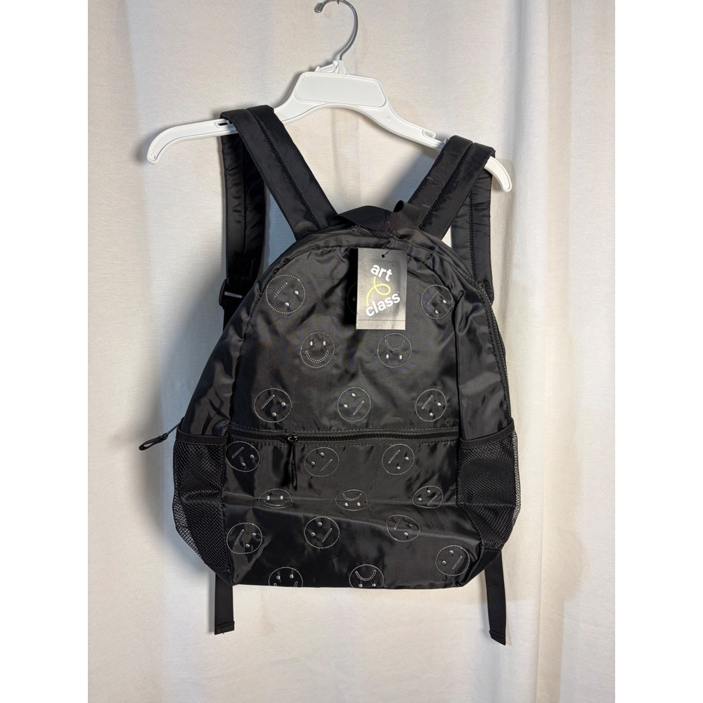 Art Class Kids Black Smiley Face Backpack TB906 NWT